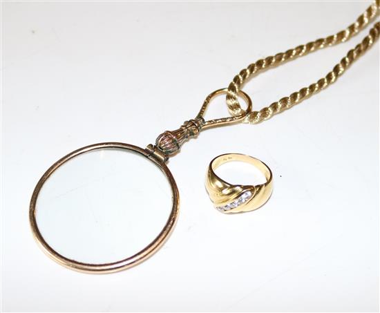 750 dress ring and glass monocle